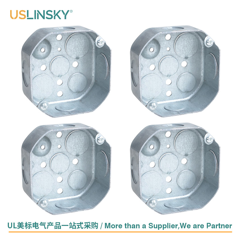 USLINSKY美标UL认证接线盒插座开关暗装镀锌金属八角底盒LT127