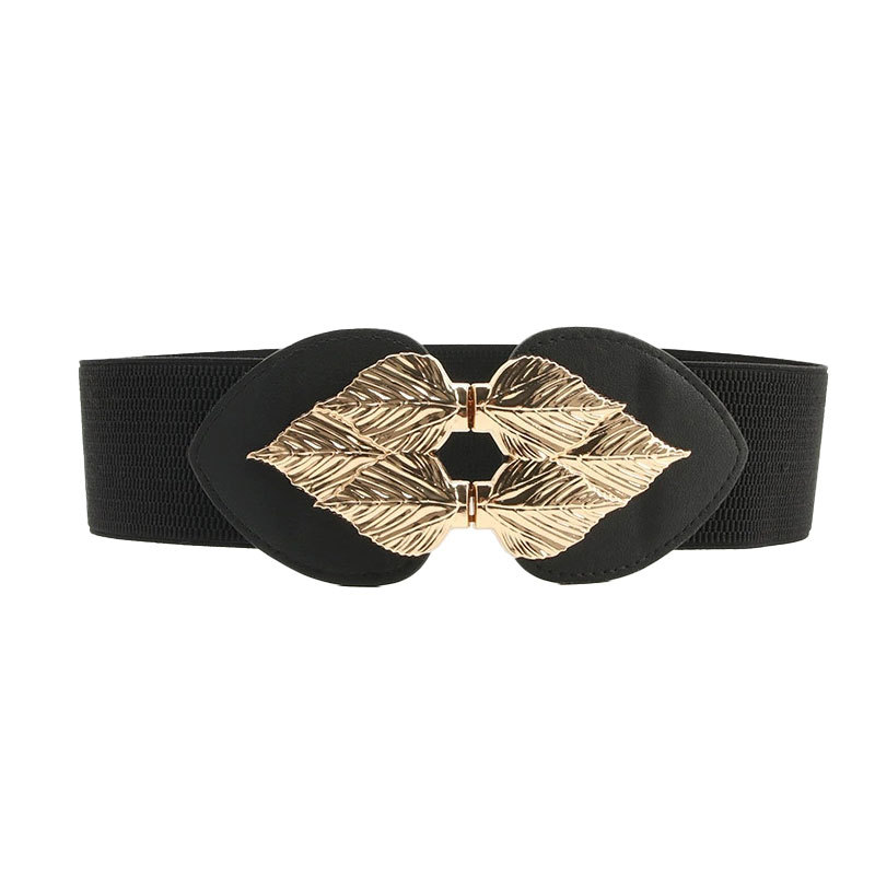 Hoja de oro vestido elástico cinturón de dama europea y americana cinturón elástico falda decoración de cintura cinturón de moda