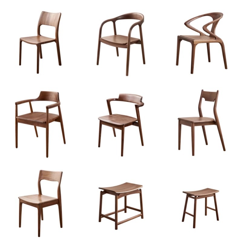 North American Black Walnut Dining Chair Shumeite Full Tenon Shuke Chair Simple Peninsula Chair Large Island Chair Modern Armchair