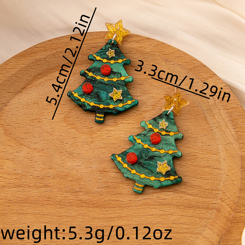 1 Pair Sweet Christmas Tree Plating Plastic Drop Earrings display picture 1