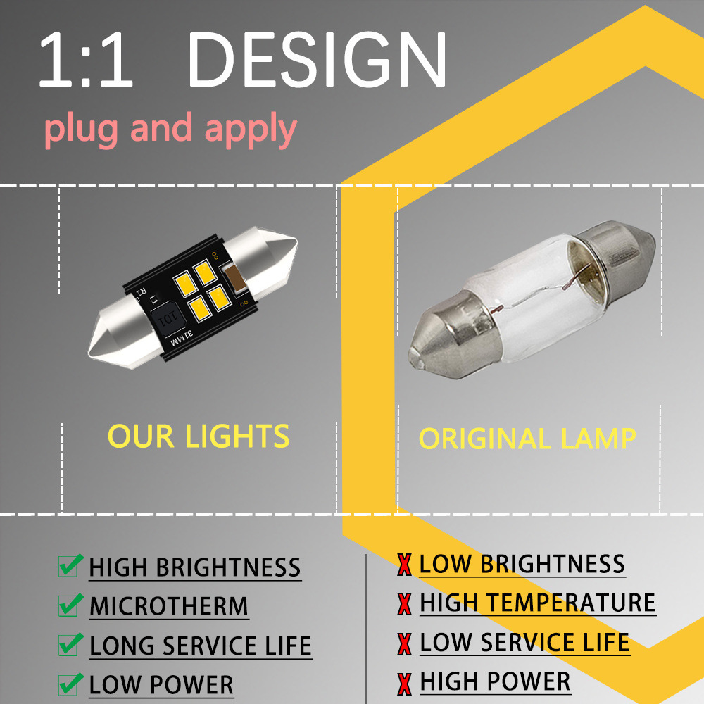 LED car reading light roof light license plate light 3030 6smd double pointed light 31/36/39/41mm