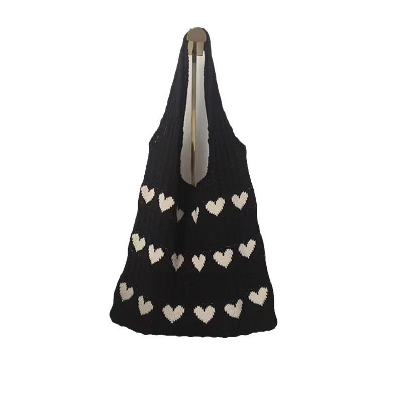 Bolso Tote de amor de punto Mori transfronterizo de alta calidad, lana exquisita, bolso de compras femenino de un solo hombro fresco y simple de moda image 13