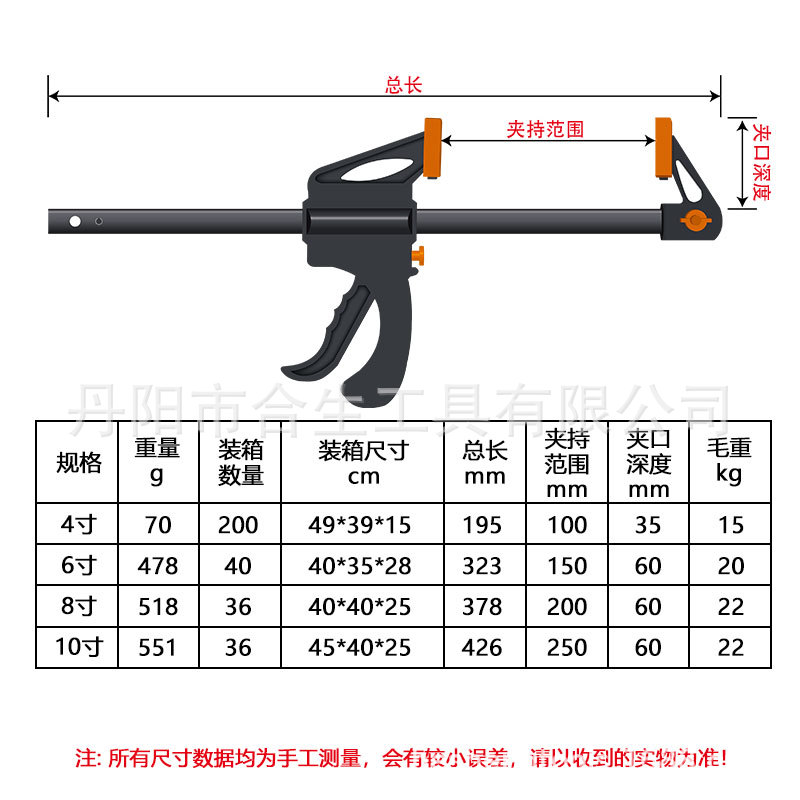 Fclip de la carpintería 24-inch 4/6/8/10 inch F-clip de nylon de madera rápida de la abrazadera del metal de la abrazadera clip de herramienta