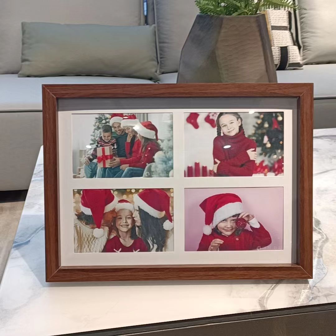 월넛 컬러의 가로 4각형 액자