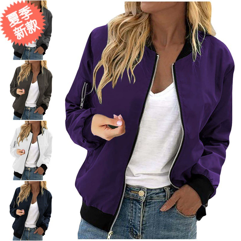 2024 весна и лето новый трансграничный европейский и американский повседневный куртка куртка сплошной цвет модный кардиган на молнии бейсбольный костюм