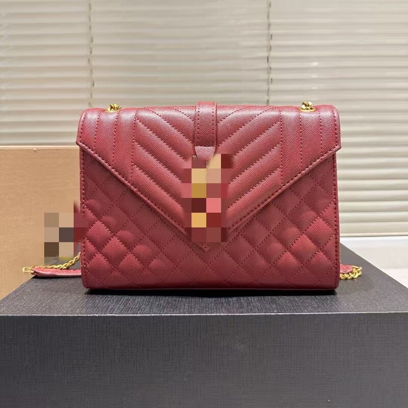 Cross-Border New Ys Home L Style Kate Envelope Genuine Leather Chain Bag Caviar Large Capacity Envelope Shoulder Crossbody Bag Cross-Border New Ys Home L Style Kate Envelope Genuine Leather Chain Bag Caviar Large Capacity Envelope Shoulder Crossbody Bag