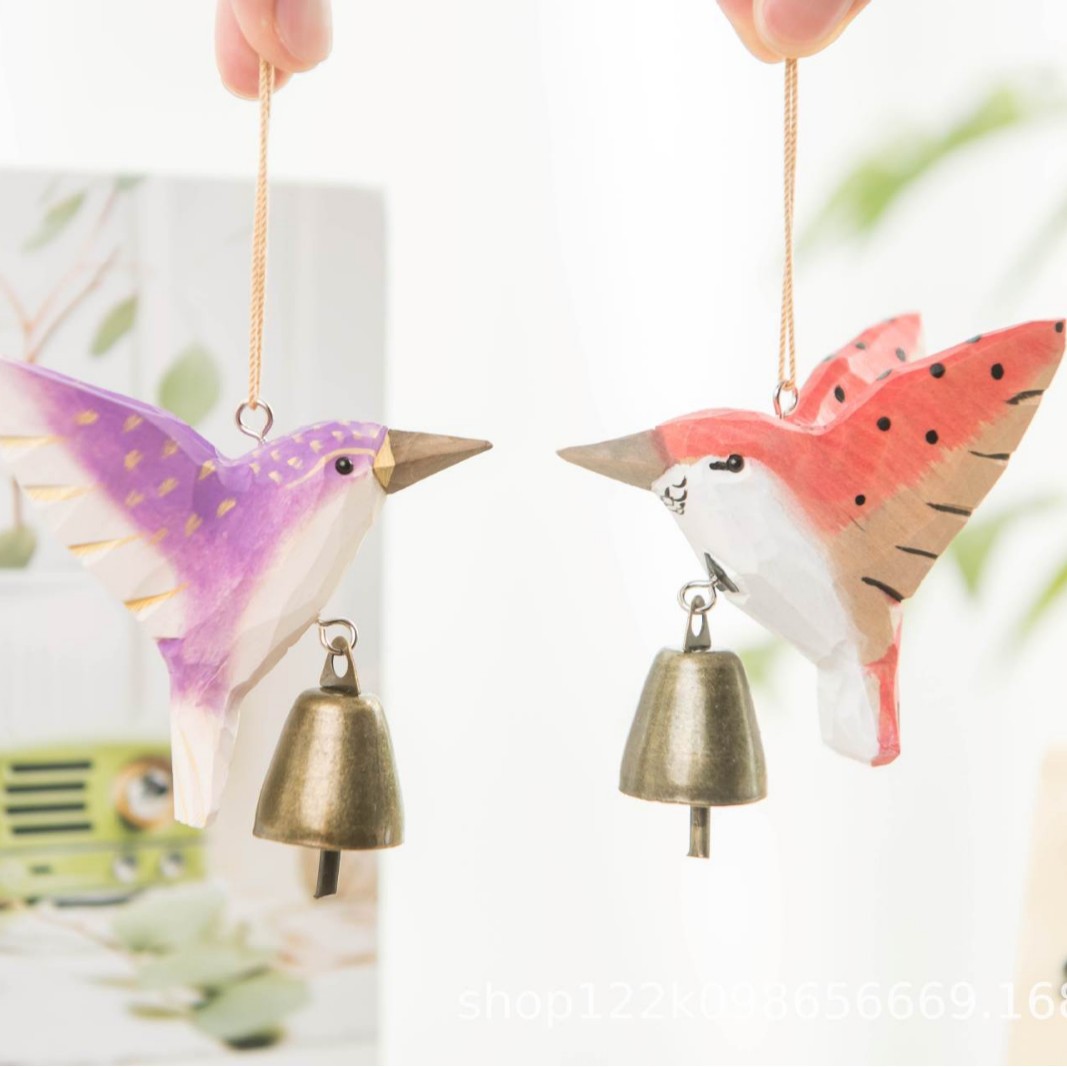 Hecha a mano colibríes colgar decoración de mesa campana colgar decoración de patio campana de viento pájaros
