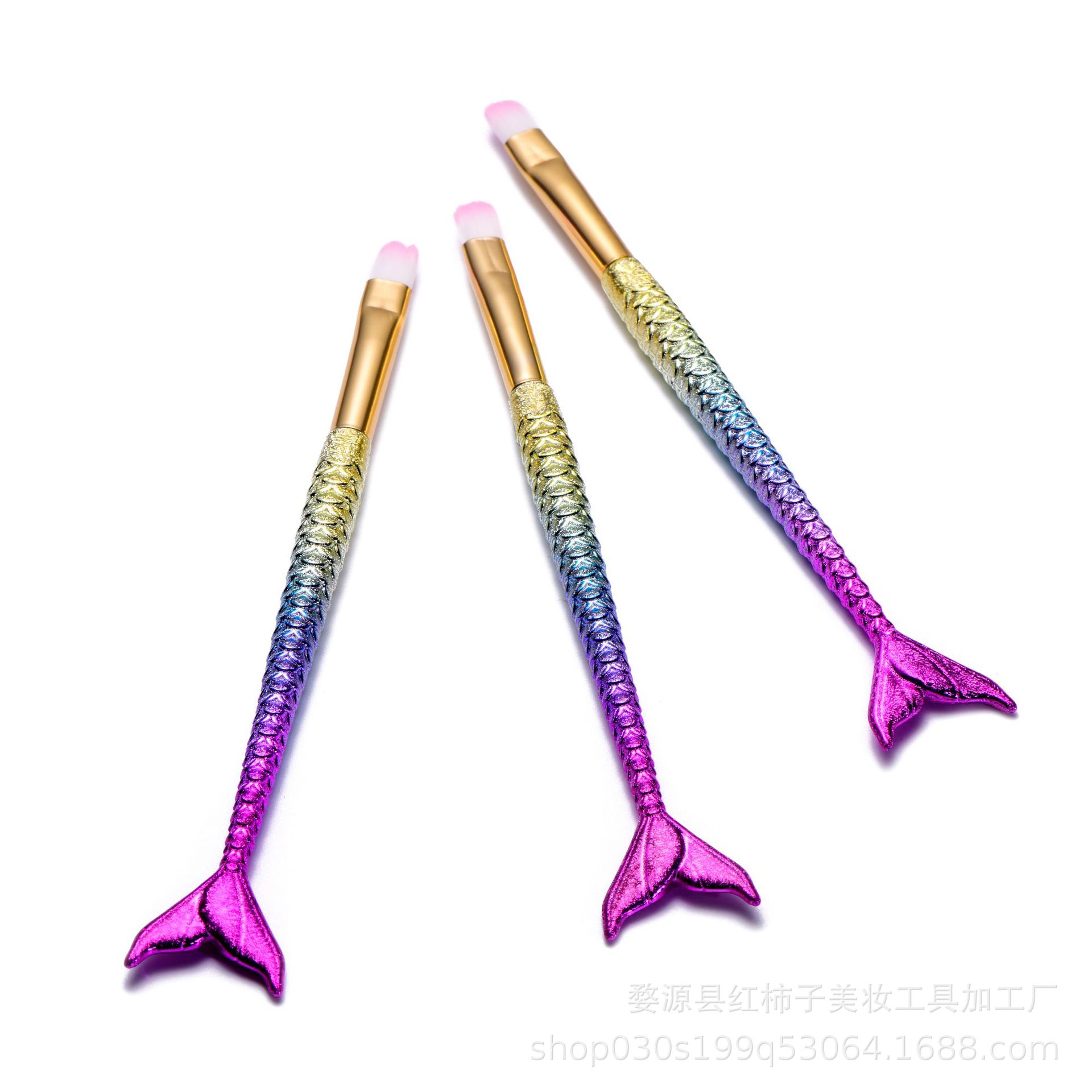 Fabricante en stock cepillo de sombra de ojos de sirena cepillo de maquillaje de cola de pez pequeño cepillo de sombra de nariz cepillo floreciente herramientas de belleza solo
