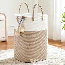 跨境棉绳编织收纳篮大容量儿童用品玩具整理筐可手提洗衣篮编织筐