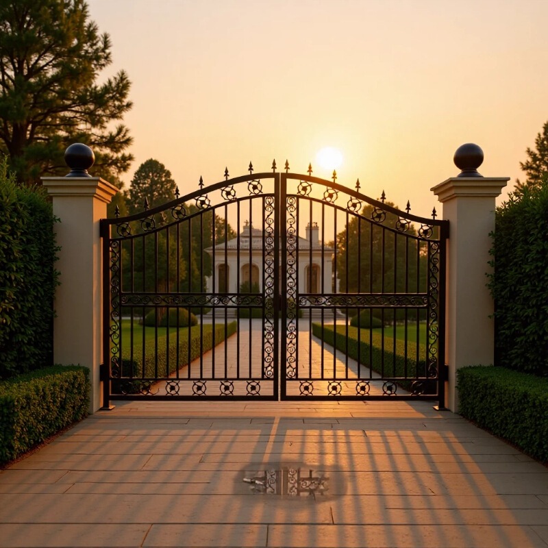 Wrought Iron Gate, Courtyard Door, Villa Gate, Double Door, Stainless Steel Rural Gate, Country Fence, Home Entrance Door Wrought Iron Gate, Courtyard Door, Villa Gate, Double Door, Stainless Steel Rural Gate, Country Fence, Home Entrance Door