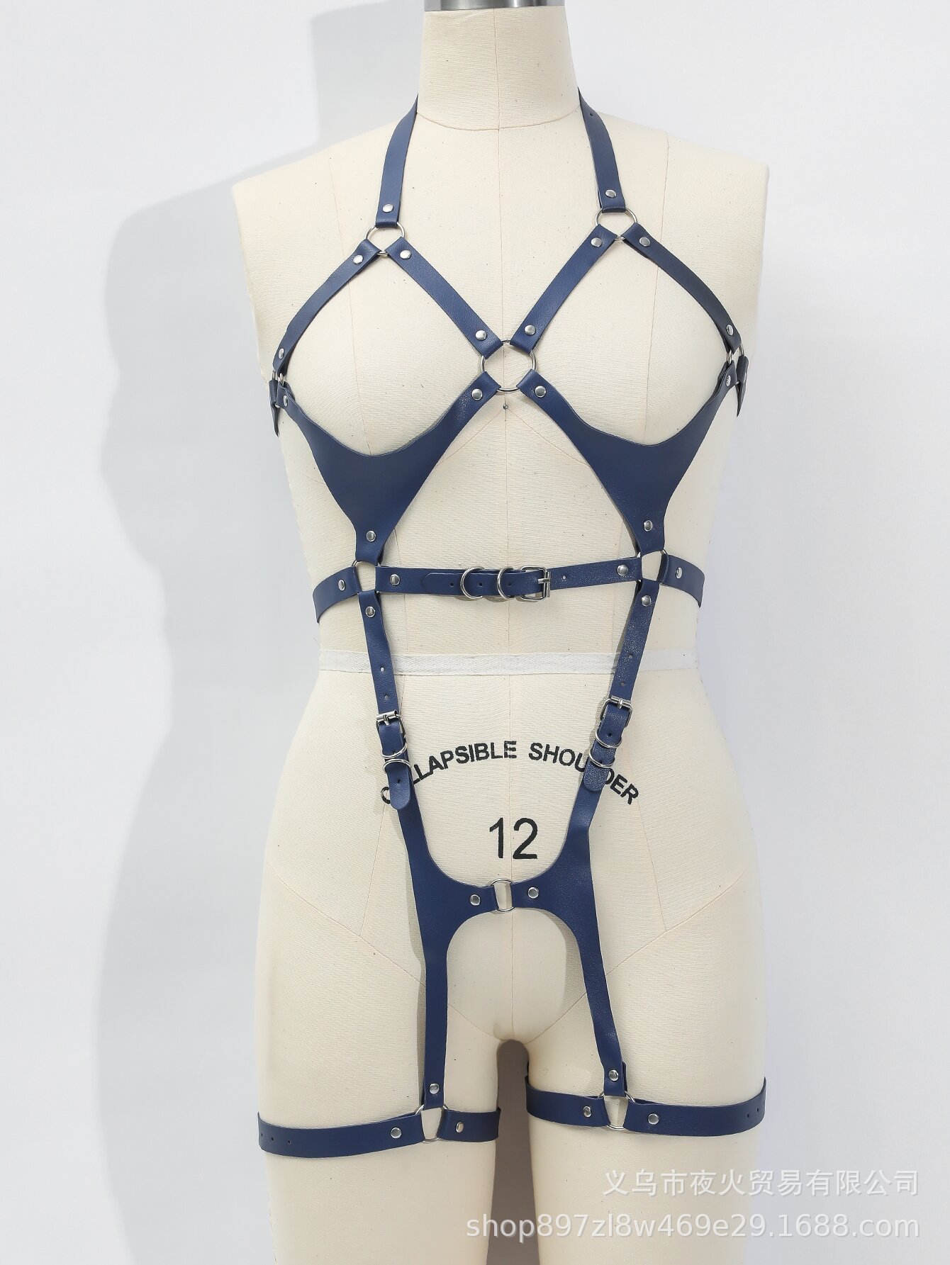 Estilo punk europeo y americano Harajuku pareja atar collar anillo de pierna cinturón correa de una pieza joyería moda femenina cinturón cadena de cintura