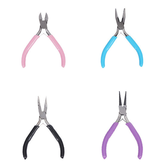 Factory sales spot 4.5 inch color four-piece DIY handmade jewelry pliers jewelry pliers winding pliers