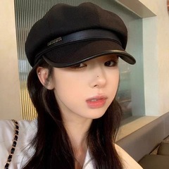 复古八角帽女美拉德风韩版百搭帽子冬季新款气质显脸小时尚休闲风