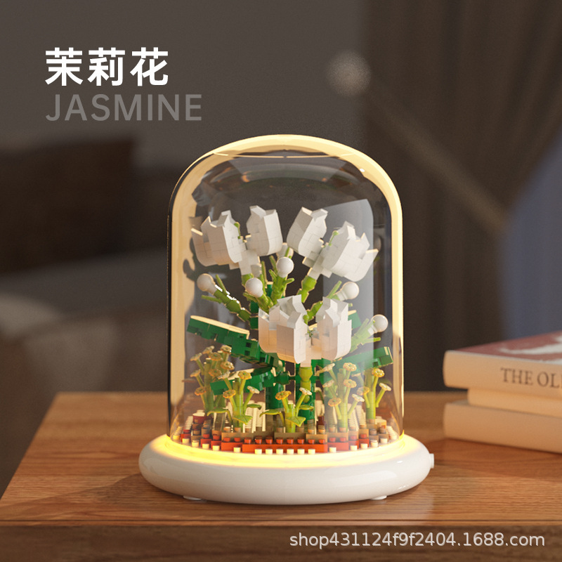 Compatible con Lego inmortal ramo de flores, juguetes de ensamblaje de plantas, adornos de claveles de girasol, regalos de año nuevo para niñas al por mayor