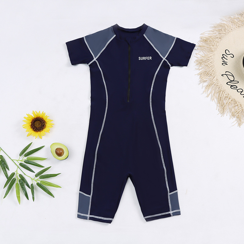 Quick-Drying Swimsuit for Boys, Medium and Large Children, Plus-Size Boys' One-Piece Sun-Protective Swimsuit, Oversized Surfing Suit, Trendy