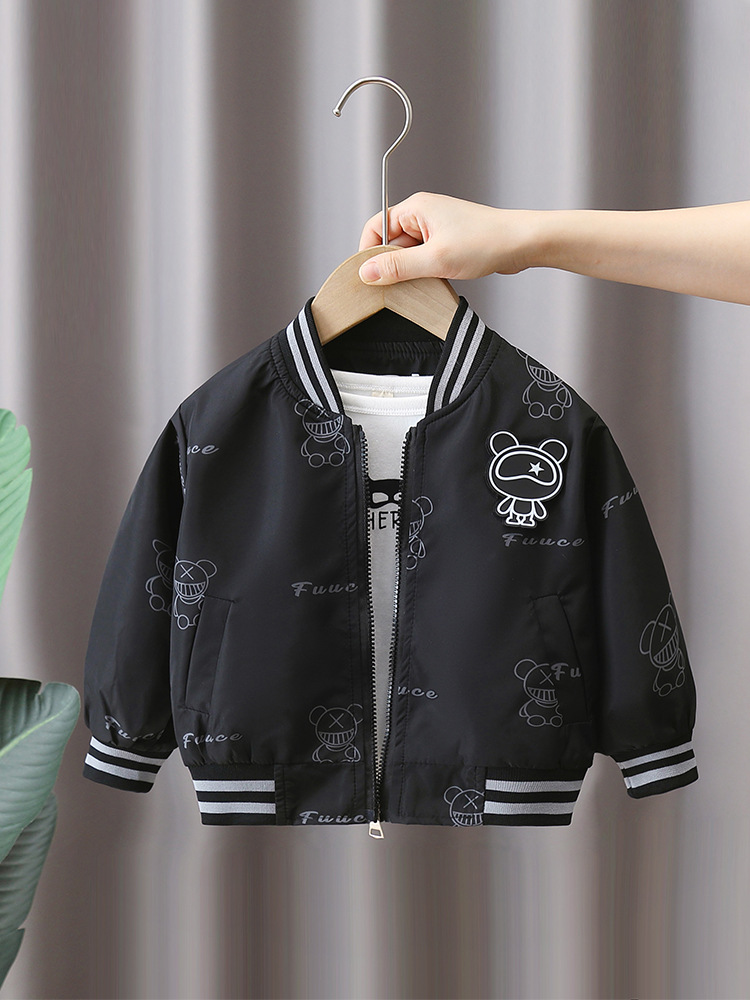 6214 uniforme de béisbol negro para niños modelos de primavera y otoño 2024 nuevo estilo de otoño para bebés chaqueta de marca de moda para niños chaqueta coreana
