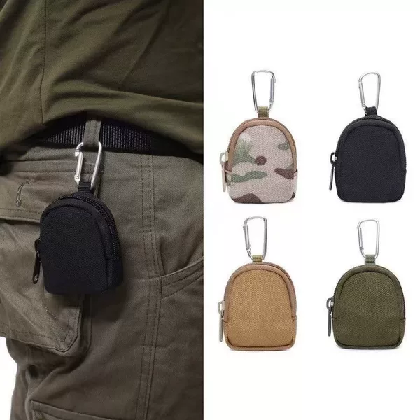 Hot-Selling Key Coin Purse, Oxford Cloth Carabiner Mini Hanging Bag, Outdoor Travel Earphone Storage Bag, Accessory Bag