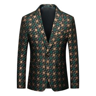 2023 new suit plaid pattern autumn and winter men's suit jacket casual foreign trade cross-border plus size single Western men
