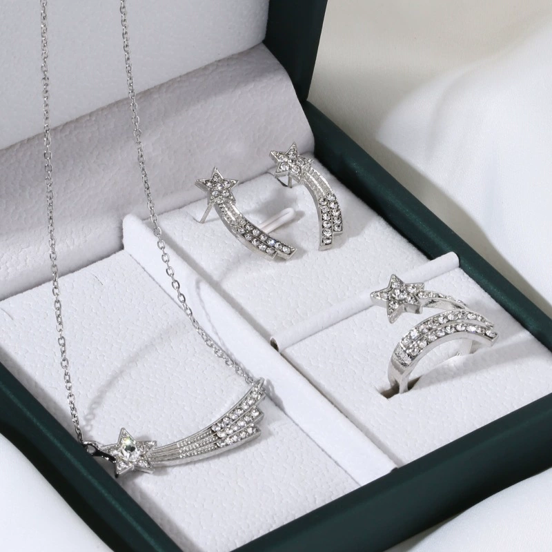 Трансграничная платформа Star Moon ожерелье серьги кольцо холодный ветер из нержавеющей стали ключицы новый набор из трех частей