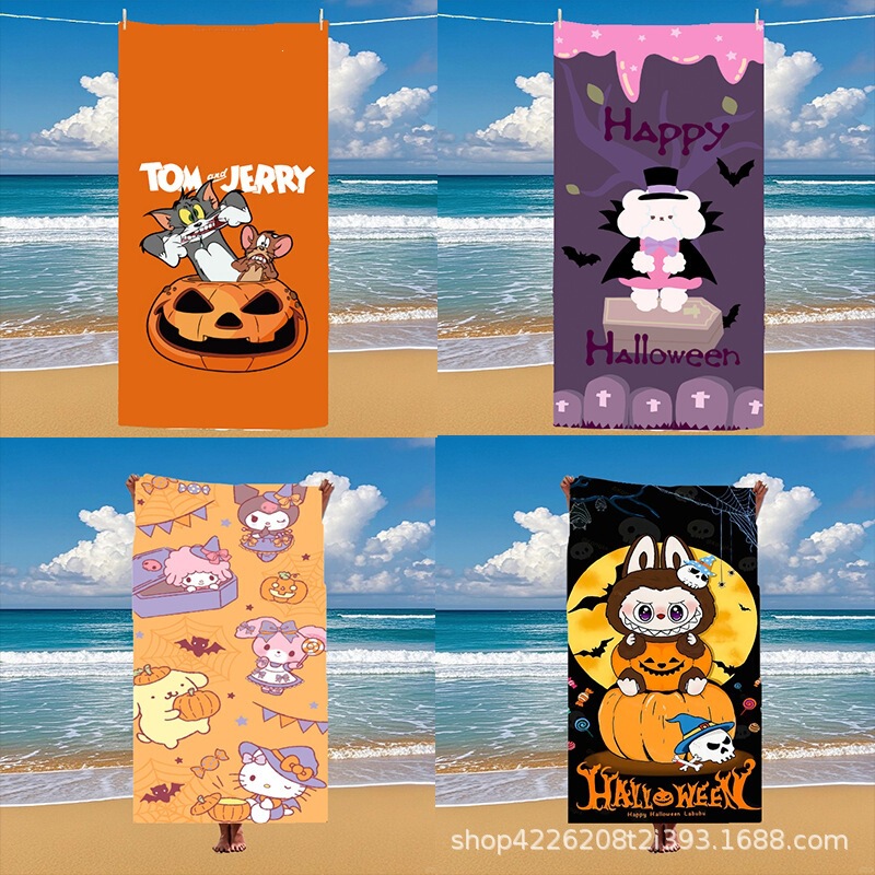 Microfiber Halloween-themed beach towel, bath towel, digitally printed towel, quick-dry bath towel for seaside swimming, small towel Microfiber Halloween-themed beach towel, bath towel, digitally printed towel, quick-dry bath towel for seaside swimming, small towel