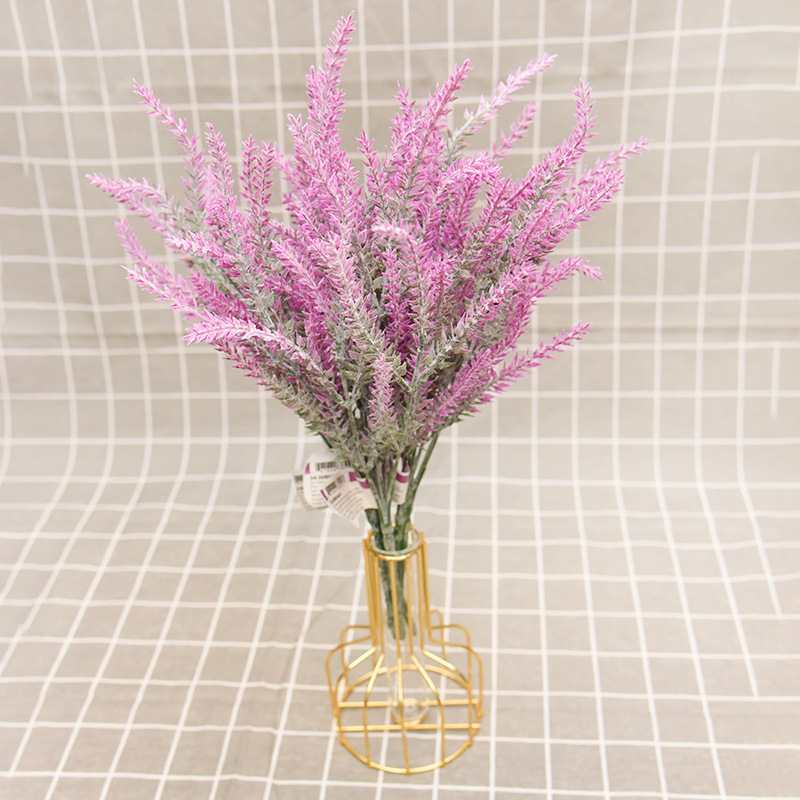 Simulated velvet lavender wedding country-style decorative flowers with long stems artificial plastic fuzzy lavender bunches