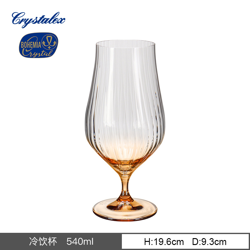 Vaso de cristal sin plomo importado de la República Checa, taza de pie alto vertical, simple nórdica, simple tulipán, vino tinto, agua doméstica image 13