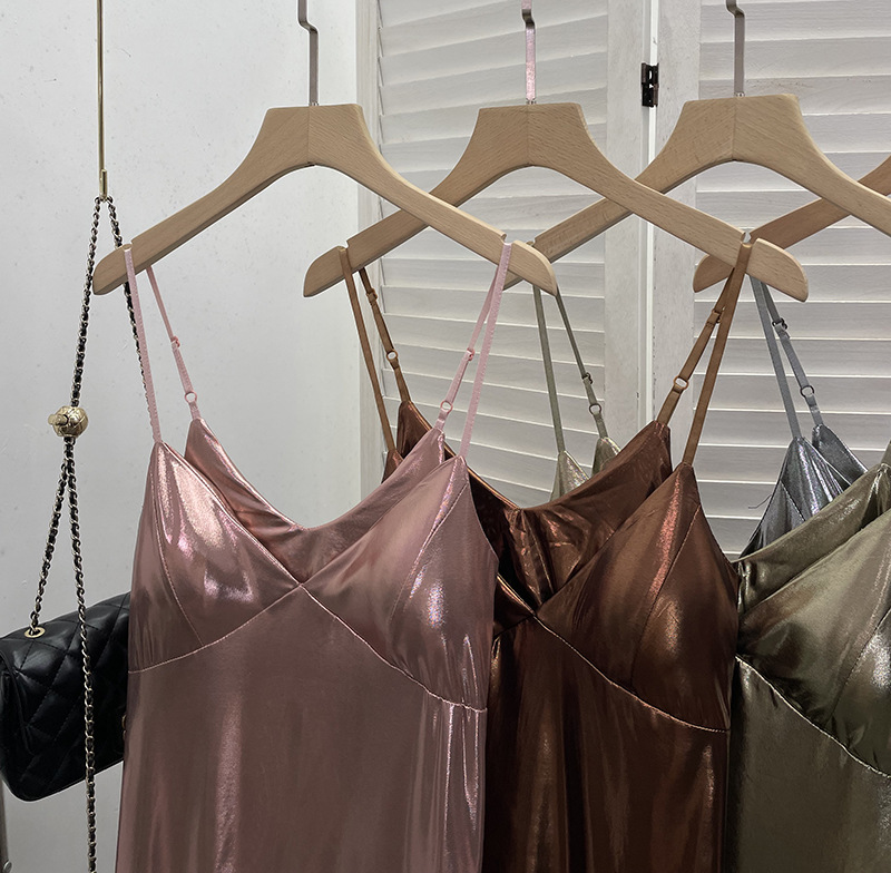 Sexy Liquid Metal Color Sling Dress with Chest Pad Dress 36 Sexy Liquid Metal Color Sling Dress with Chest Pad Dress