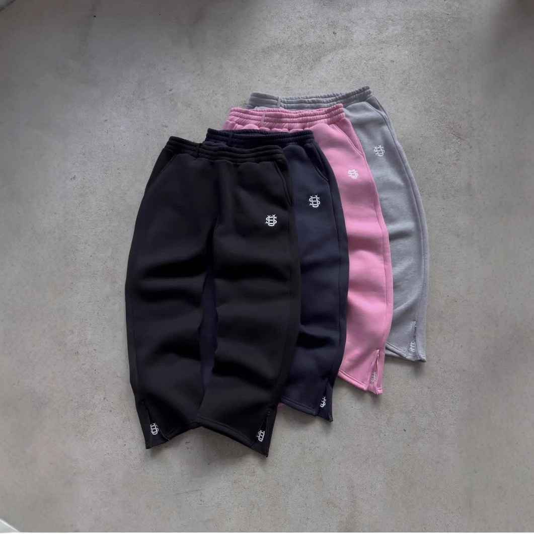Casual Embroidered Zipper Sweatpants High Street Hip Hop Rap Style Men's And Women's Long Pants Street Fashion_ecoleips.com