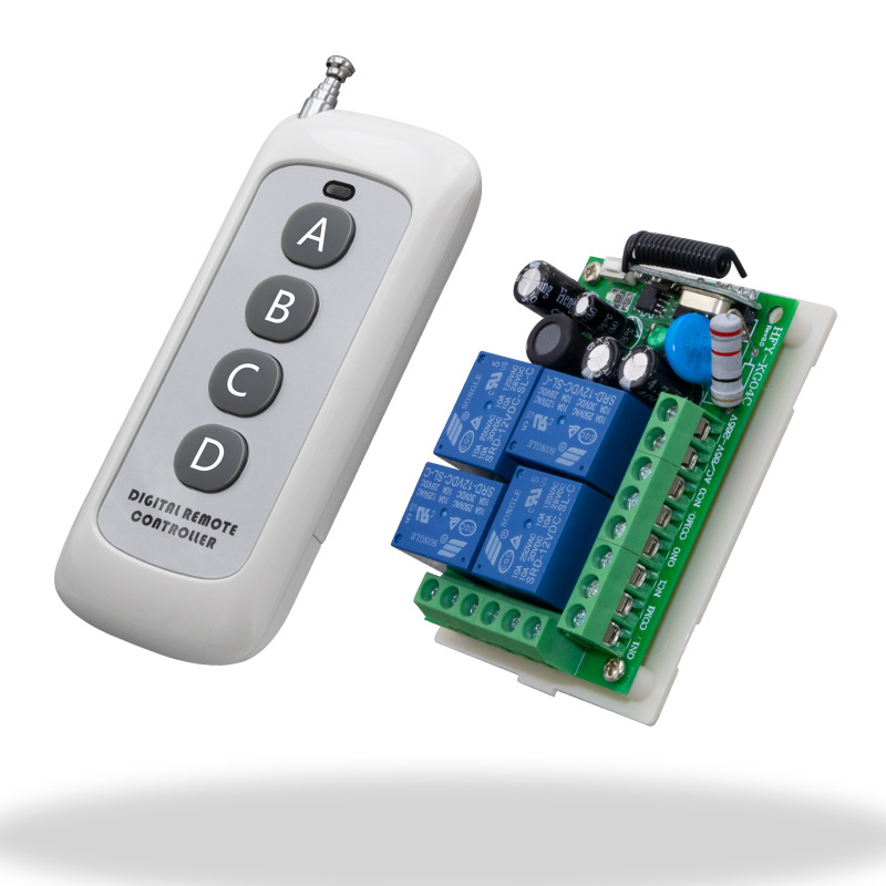 12V Four-Channel Wireless Remote Switch LED Lighting Car Rear Plate Switch Four-Channel Receiver Switch Remote Control