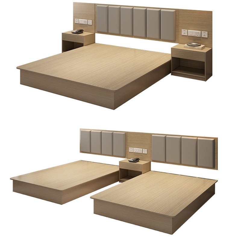 Muebles de hotel habitación estándar conjunto completo de habitaciones de hotel cama estándar de habitación única apartamento habitaciones residenciales modernas y simples cama especial de hotel