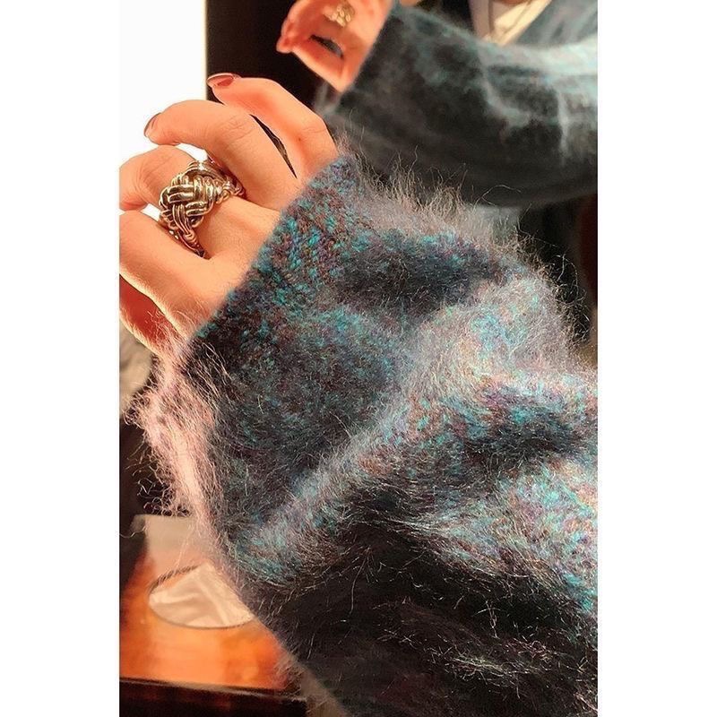 【Soft and Non-Irritating】Popular Autumn and Winter Floral Yarn Brushed Wool Sweater for Women, Thickened, Loose, Lazy Style Cashmere Sweater 【Soft and Non-Irritating】Popular Autumn and Winter Floral Yarn Brushed Wool Sweater for Women, Thickened, Loose, Lazy Style Cashmere Sweater