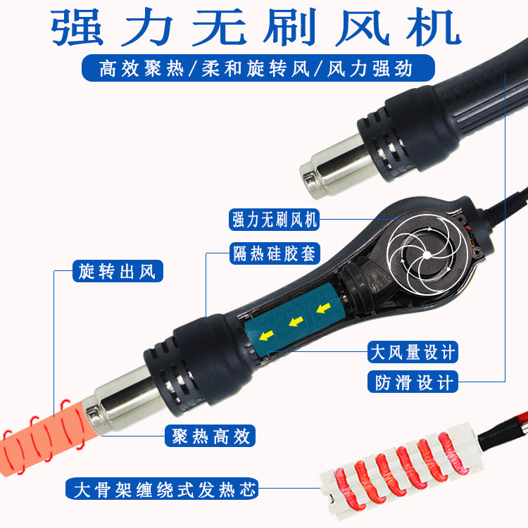 奥玖王熱風銃ハンドル850熱風解体溶接台ハンドル部品858ハンドル8線航付ブラケット|undefined