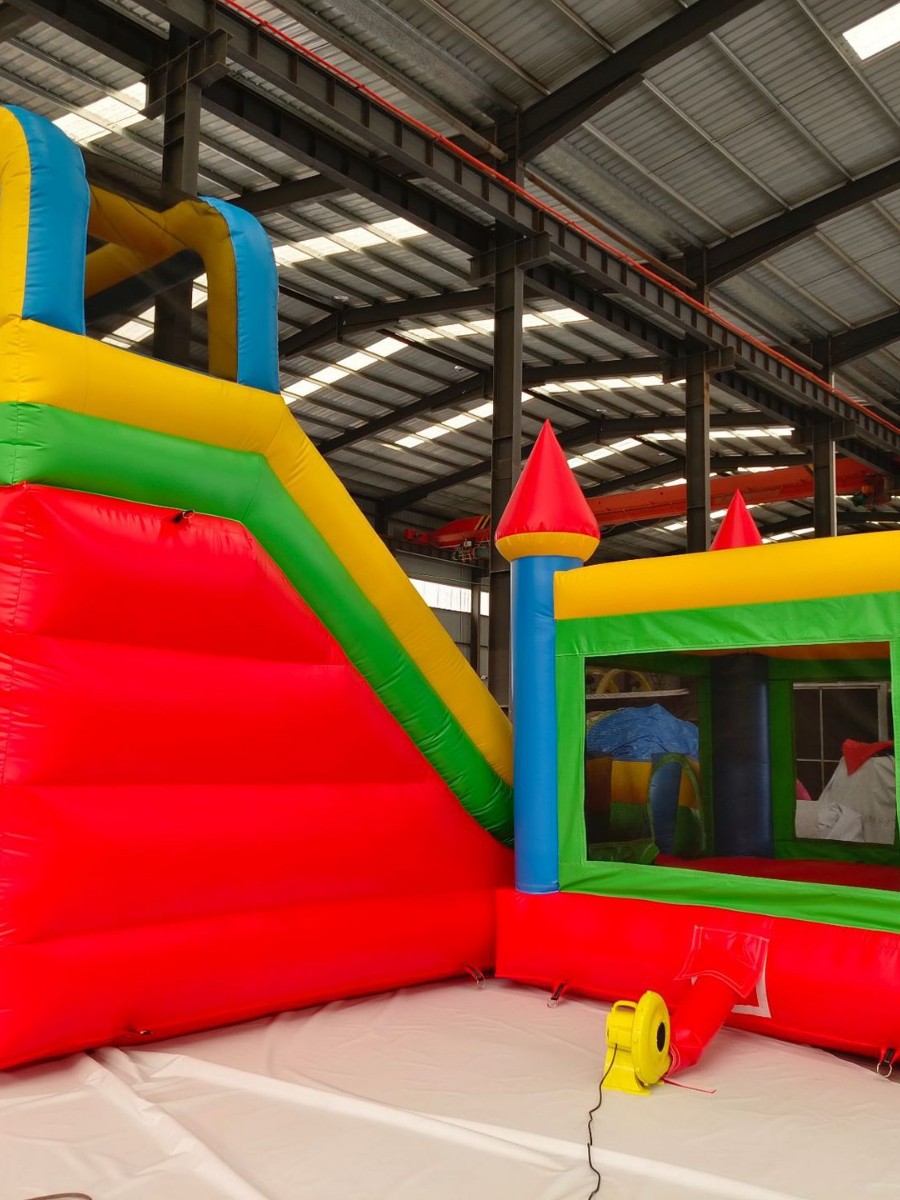 Comercio exterior transfronterizo inflable infantil castillo interior y exterior saltar slide castillo traviesos dos conjuntos inflables castillo slide