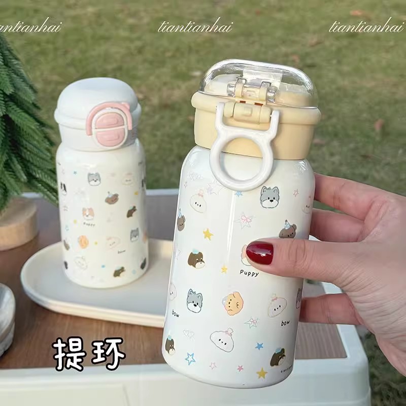 Nuevo taza de agua de doble bebida para niñas de alto valor facial caricatura lindo mangas portátiles para niños taza de agua especial para estudiantes escolares image 5