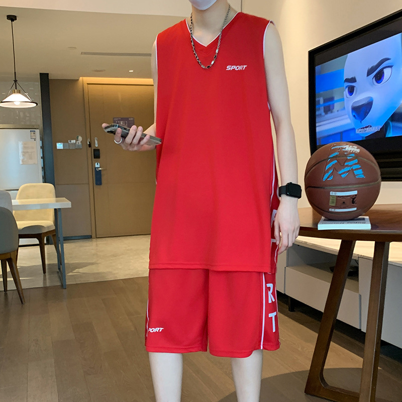 Sports Shorts, Men's Summer Casual Suit, Ice Silk Vest, Running Fitness, Moisture-Absorbent, Quick-Drying, Five-Quarter Pants, Basketball Jersey Sports Shorts, Men's Summer Casual Suit, Ice Silk Vest, Running Fitness, Moisture-Absorbent, Quick-Drying, Five-Quarter Pants, Basketball Jersey