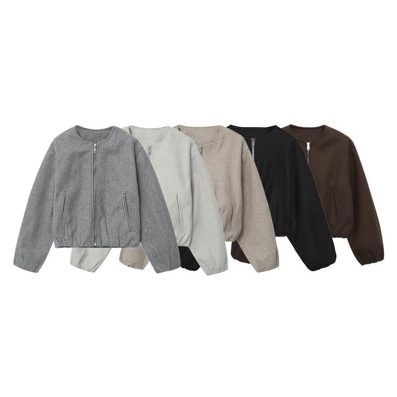 Pb&Za Women's 2025 Autumn New French Design Soft Bomber Jacket 3046274