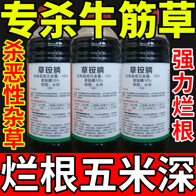 专杀牛筋草盐除草草安草铵磷草胺磷除牛筋草小飞蓬农药强力除草剂