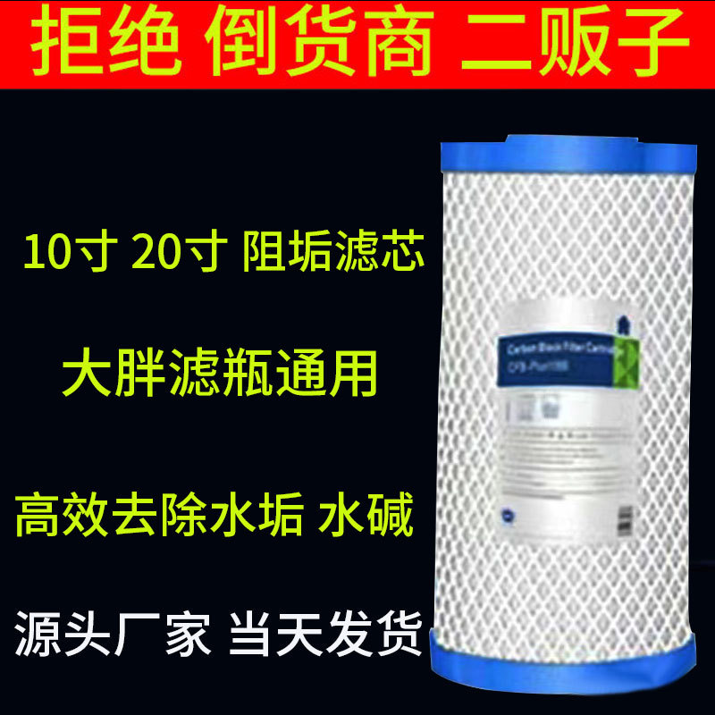 Whole House Water Purifier Scale Inhibition and Softening Large Fat Filter Element 10inch 20inch Composite Activated Carbon Filter for Chlorine Removal