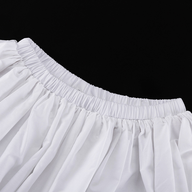 Sexy Draped Women Lantern Sleeve Tube Top Cinched Waist Lace up Top Pettiskirt Two Piece Sets