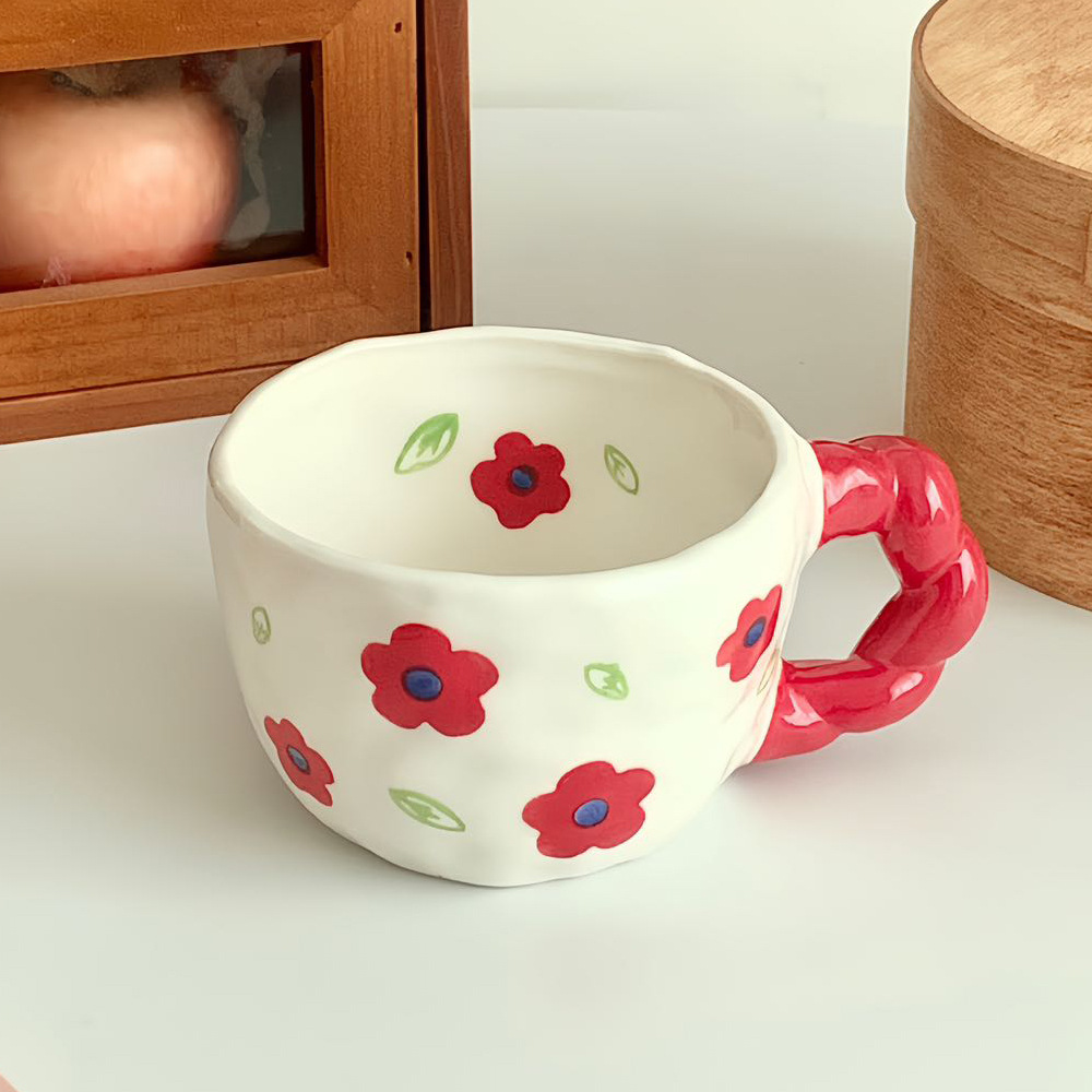 Tazza da caffè in ceramica dipinta a mano, stile Ins, design, latte macchiato, irregolare, spremuta a mano, tazza da acqua creativa per coppie._voghion.com