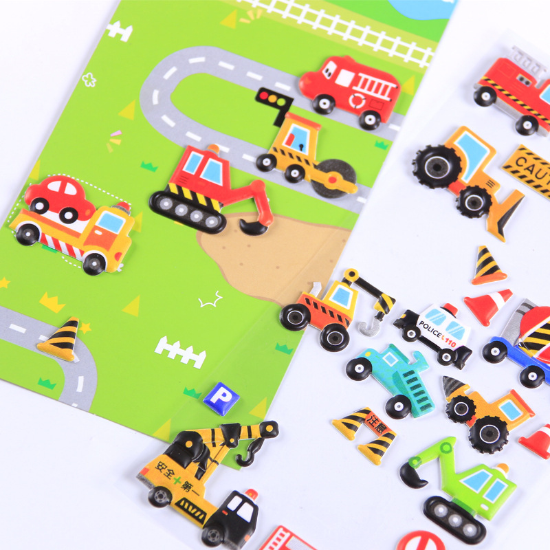 3d交通機関の小さい車の漫画の子供の立体のステッカーの益智の手作りの赤ちゃんのアルバムの日記の啓蒙は絵を貼ります。|undefined