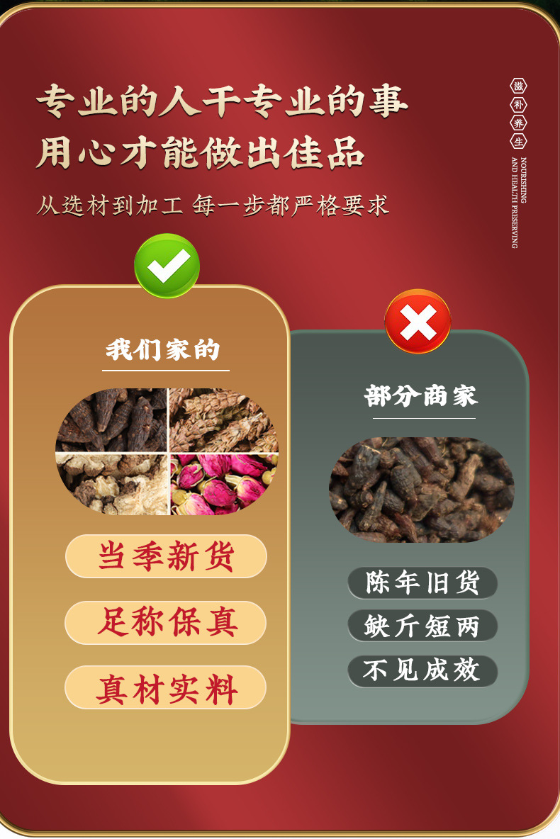 Xiang Fu Chuan Xiong Xia Ku Cao Rose Herbal Tea Blend 50g Dried Cyperus Chuanxiong Prunella Rosa Flowers quality and texture