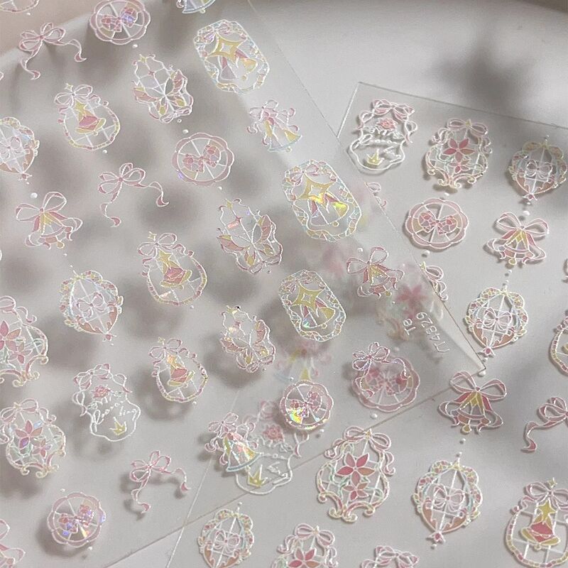 New Pink Self-Adhesive Flower Nail Stickers Waterproof DIY Adhesive Fairy Nail Decoration Manicure