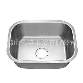 304不锈钢水槽厨房水槽 一体拉伸单槽小户型公寓酒店岛台洗菜盆