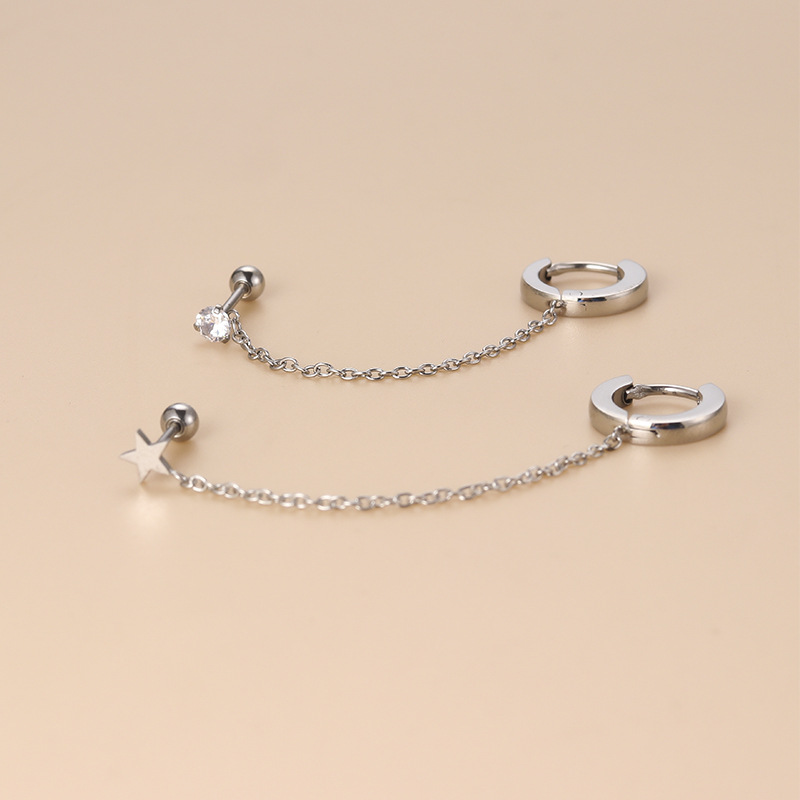 Women'S Gender Fashion Style 1 Piece 316L Stainless Steel Ear Cartilage Rings & Studs Star Waterproof Non Tarnish Surgical Steel Women'S