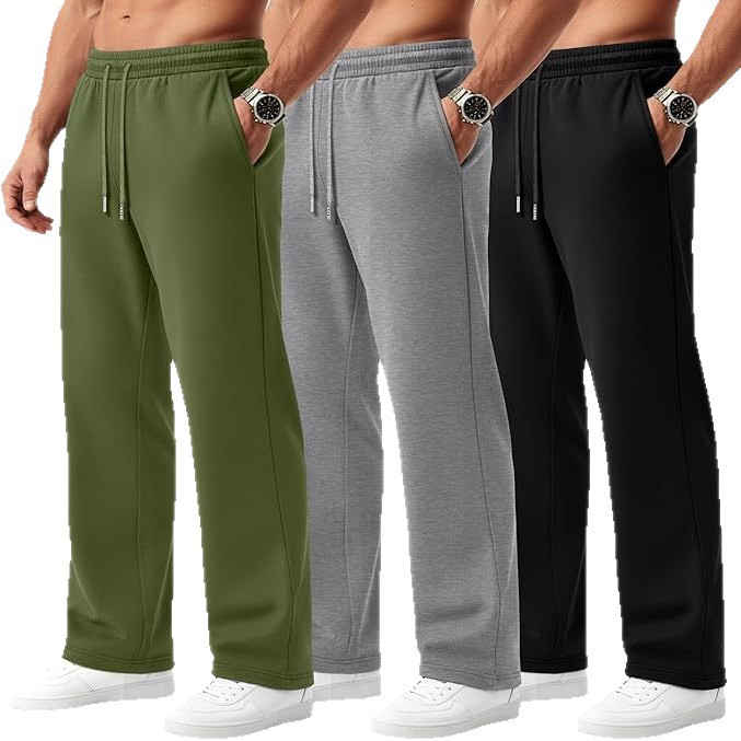 Men's 3-Pack Performance Joggers - Quick-Dry Relaxed Fit Sweatpants With Drawstring Waist (Black/Grey/Navy Combo, S-3xl, Polyester)_voghion.com