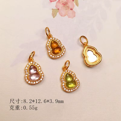 spacer beads semi-finished products — Zərgərlik ara hissələri - one-gold-plated-tourmaline-gourd-with-diamonds