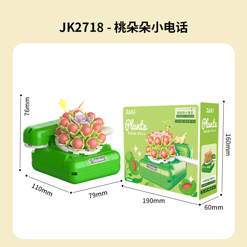 JAKI Jiaqi bloques de construcción suculenta olla montaje decoración interior simulación flor planta juguete lindo regalo la muchacha