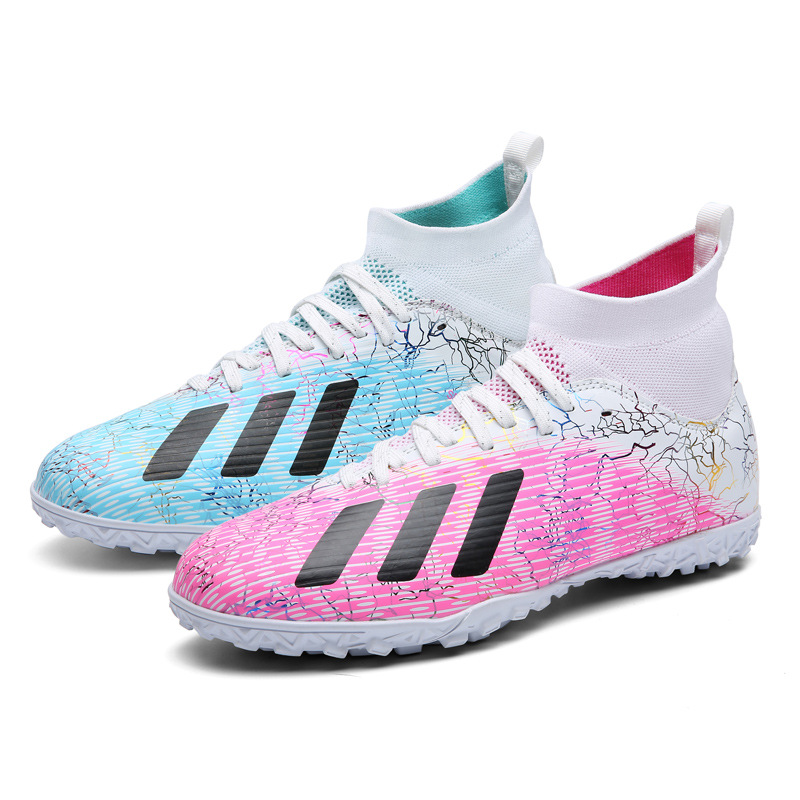 Fabricante más tamaño zapatos de fútbol de los hombres de alta superior artificial hierba rota uñas Pato Mandarín zapatos adolescentes estudiantes transpirable zapatos de entrenamiento