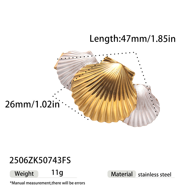 Tina Europa y los Estados Unidos acero inoxidable transfronterizo chapado 18K oro viento conchas doradas brocas de pelo nicho no decoloración adornamientos para el pelo al por mayor